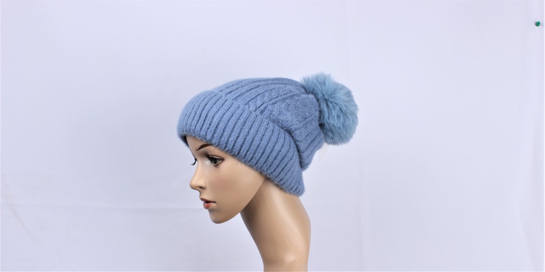 Head Start cabled cashmere  lined beanie blue STYLE : HS/4940BLU image 0